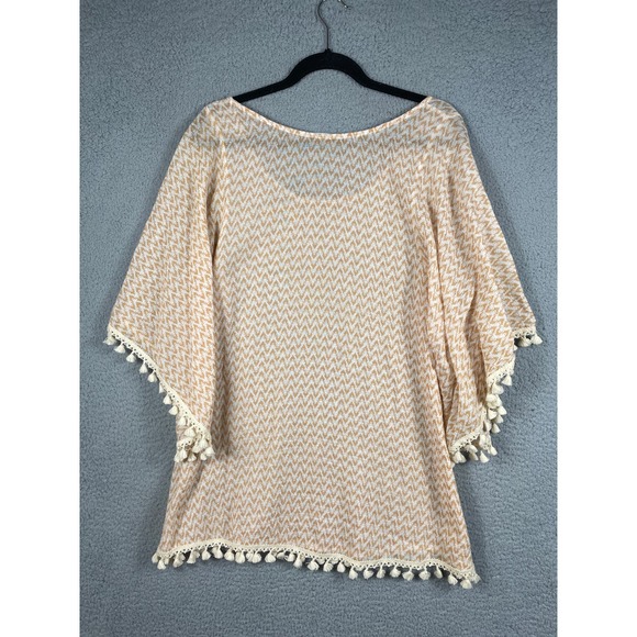 Eberjey Womens Size S/M Top Shirt Blouse Fringe Printed Swim Cover Up - Picture 2 of 10